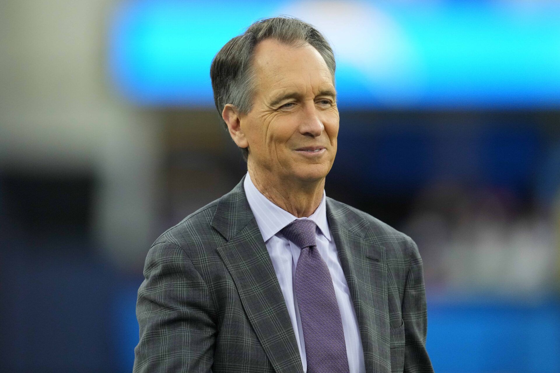 NBC Sports Sunday Night Football analyst Cris Collinsworth during the game between the Los Angeles Chargers and the Buffalo Bills at SoFi Stadium.