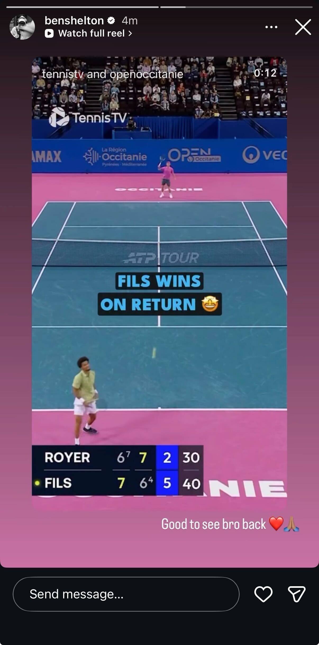 Ben Shelton on Instagram