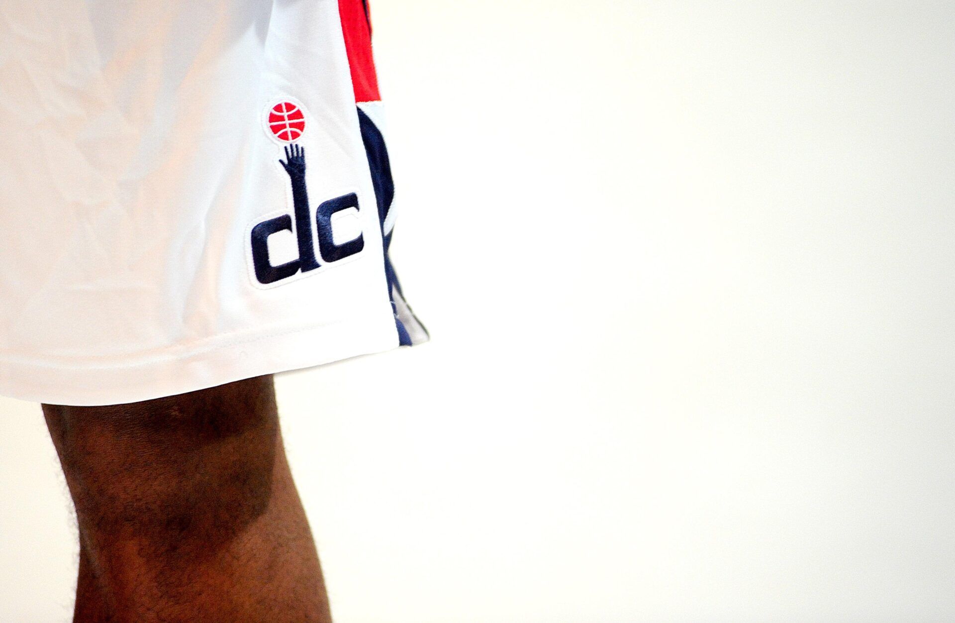 The shorts of Washington Wizards guard Mike Wilks displays the Wizards logo during media day at Verizon Center.