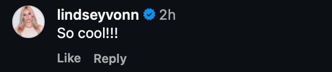 Lindsey Vonn's comment under Kajsa Vickhoff Lie's post on Instagram