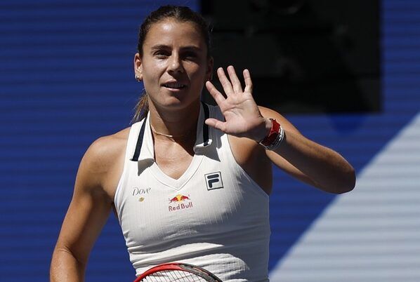 Emma Navarro (USA) celebrates after her match against Paula Badosa (ESP)(not pictured) on day nine of the U.S. Open tennis tournament at the USTA Billie Jean King National Tennis Center.