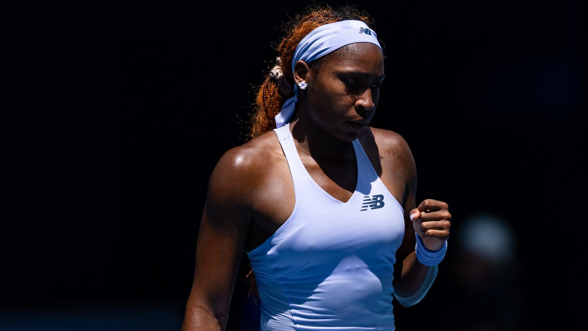 Coco Gauff of United States in action against Kamilla Rakhimova of Uzbekistan in the first round of the women’s singles at the Australian Open at Rod Laver Arena in Melbourne Park.