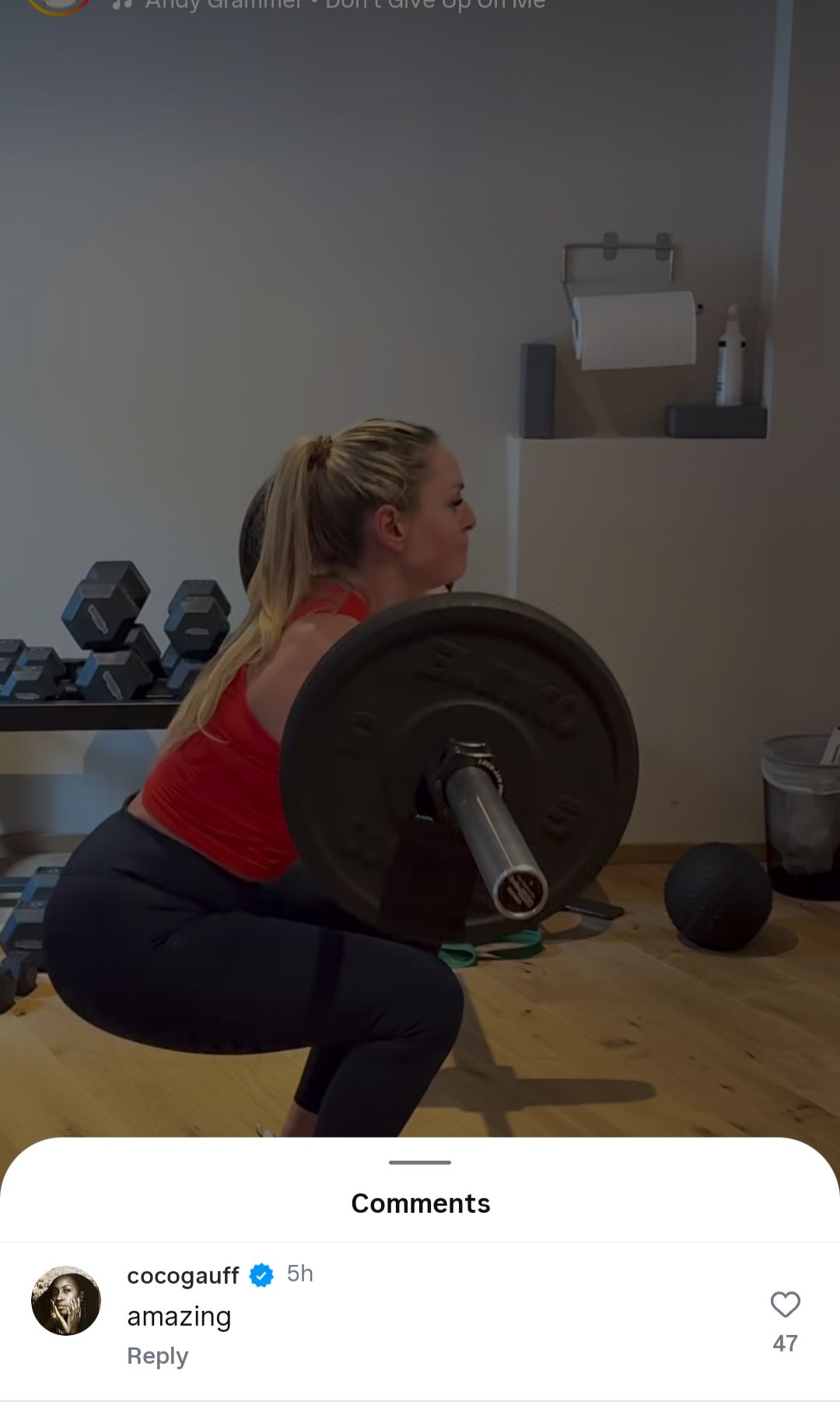 Coco Gauff's encouraging comment on Lindsey Vonn's Instagram reel