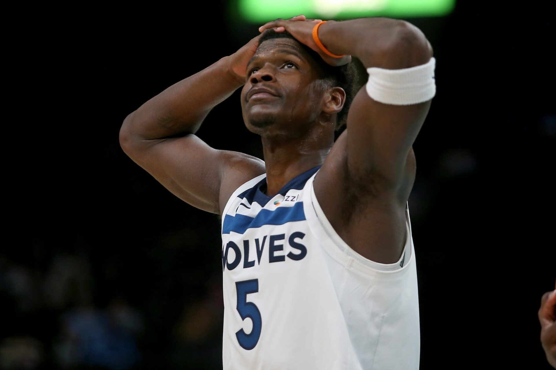 Minnesota Timberwolves guard Anthony Edwards (5) reacts during the third quarter against the Memphis Grizzlies at FedExForum.