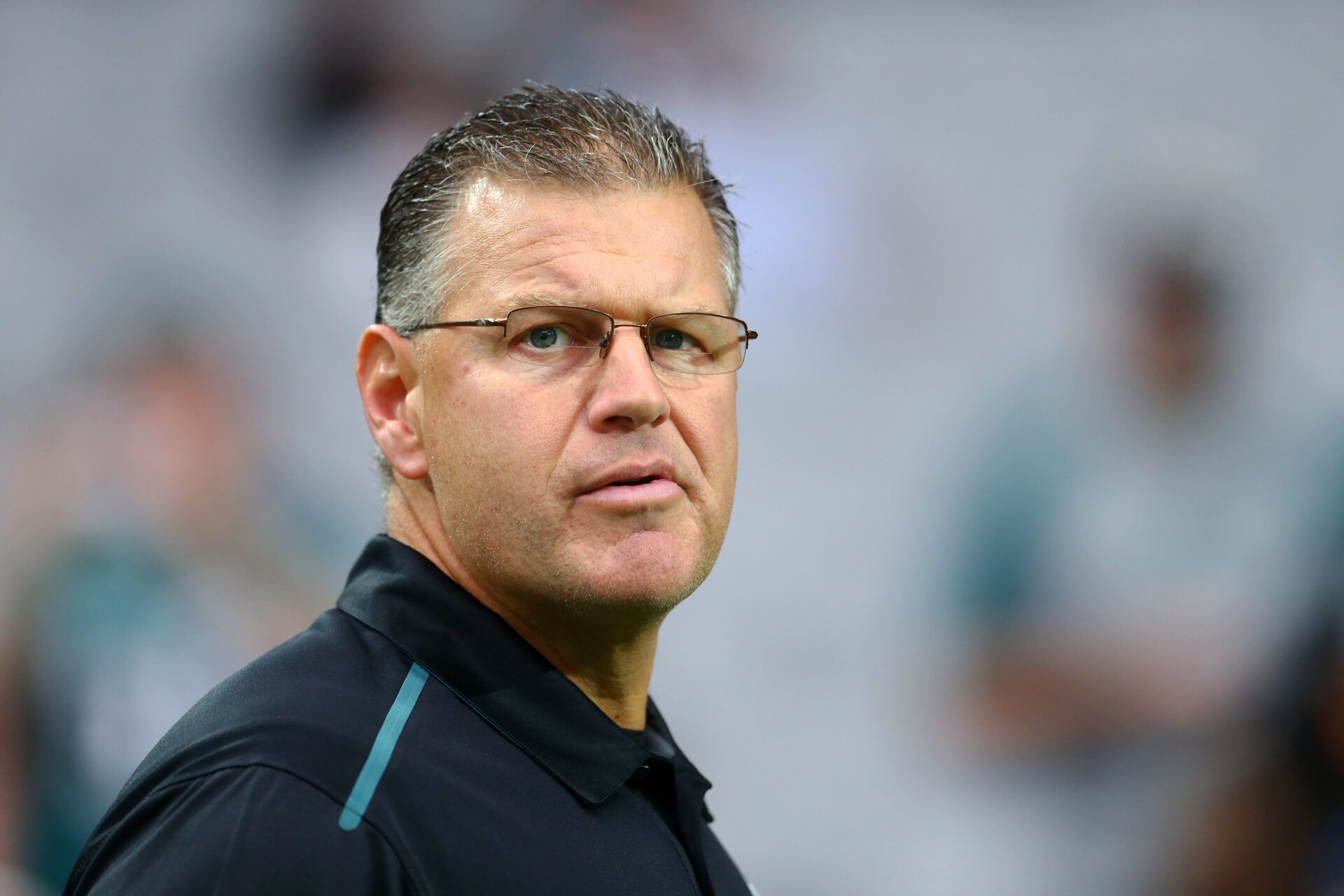 Philadelphia Eagles offensive line coach Jeff Stoutland against the Arizona Cardinals at University of Phoenix Stadium. The Cardinals defeated the Eagles 24-20.