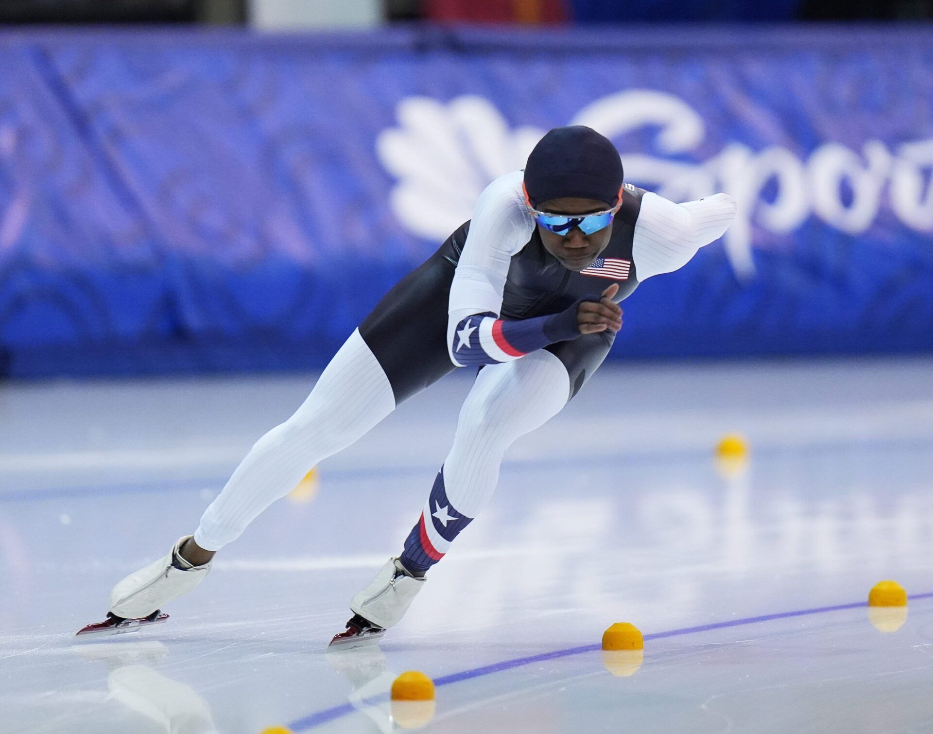 Erin Jackson competes in the women's 1,000 meters during the U.S. Olympic long track speed skating Olympic team trials on Saturday January 3, 2026 at the Pettit National Ice Center in Milwaukee, Wisconsin.