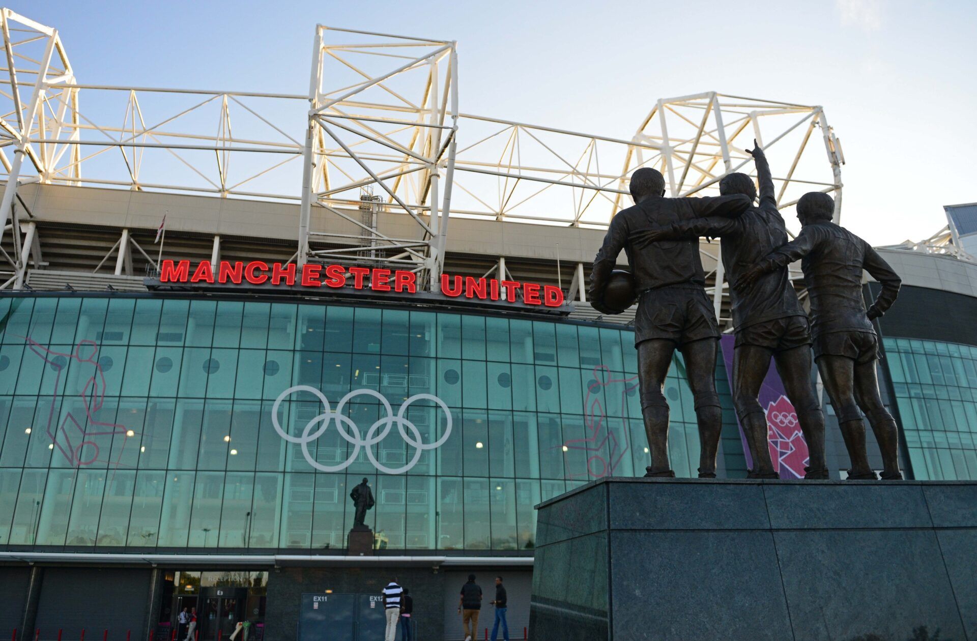 Overall exterior view of Old Trafford , home of the Manchester United during the 2012 London Olympic Games.