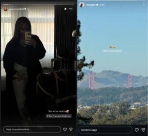 Screenshots from Ayan Broomfield’s and Morgan Riddle’s Instagram stories | Source: IG/ayan.broomfield/moorrgs