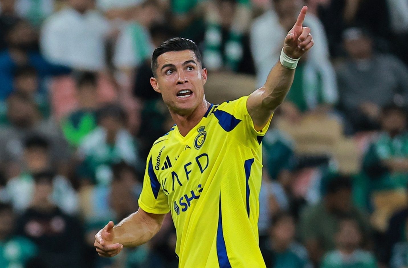 [US, Mexico & Canada customers only] Feb 13, 2024; Jeddah, Saudi Arabia; Al Nassr player Cristiano Ronaldo reacts after being substituted  in a Saudi Pro League soccer match at King Abdullah Sports City.