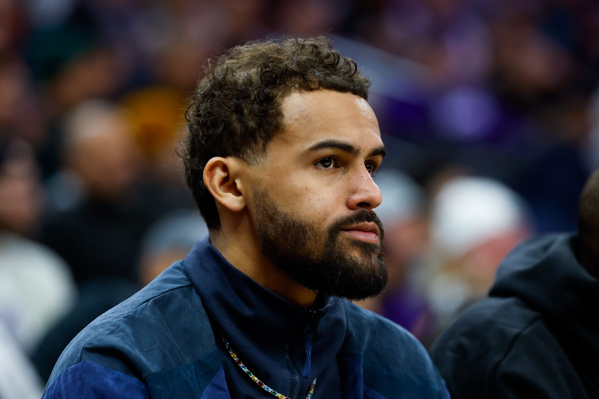 Washington Wizards guard Trae Young (3) sits on the bench during the second quarter against the Sacramento Kings at Golden 1 Center.