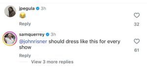 Jessica Pegula and Sam Querrey's comment on Instagram