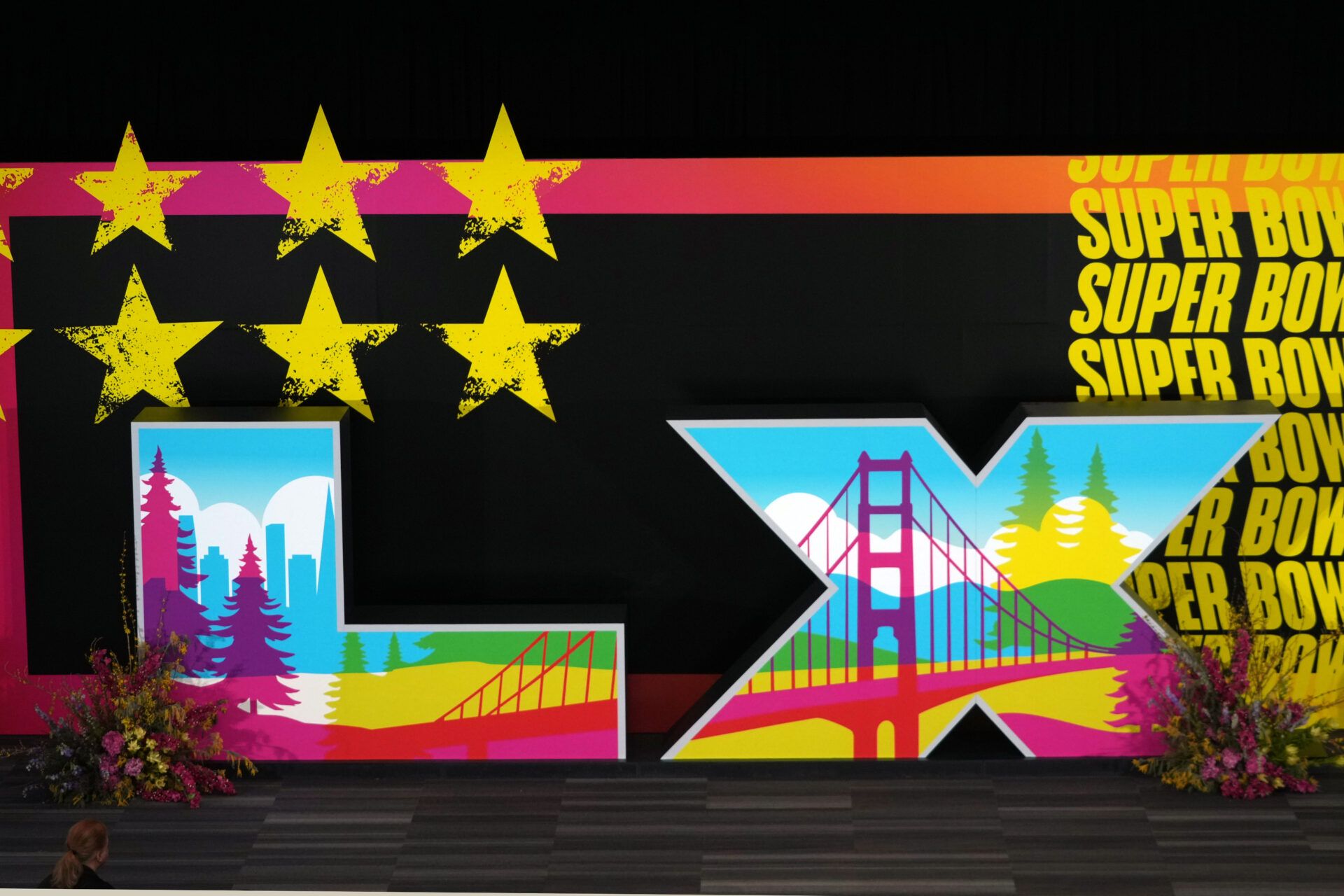 The Super Bowl 60 letters at the Super Bowl LX Experience at the Moscone Center.