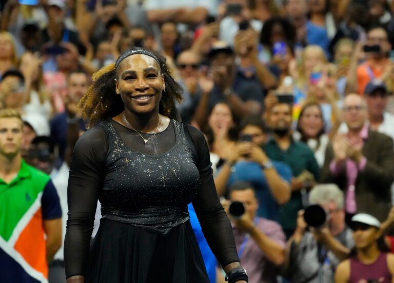 Serena Williams of the USA after beating Anett Kontaveit of Estonia on day three of the 2022 U.S. Open tennis tournament at USTA Billie Jean King National Tennis Center.
