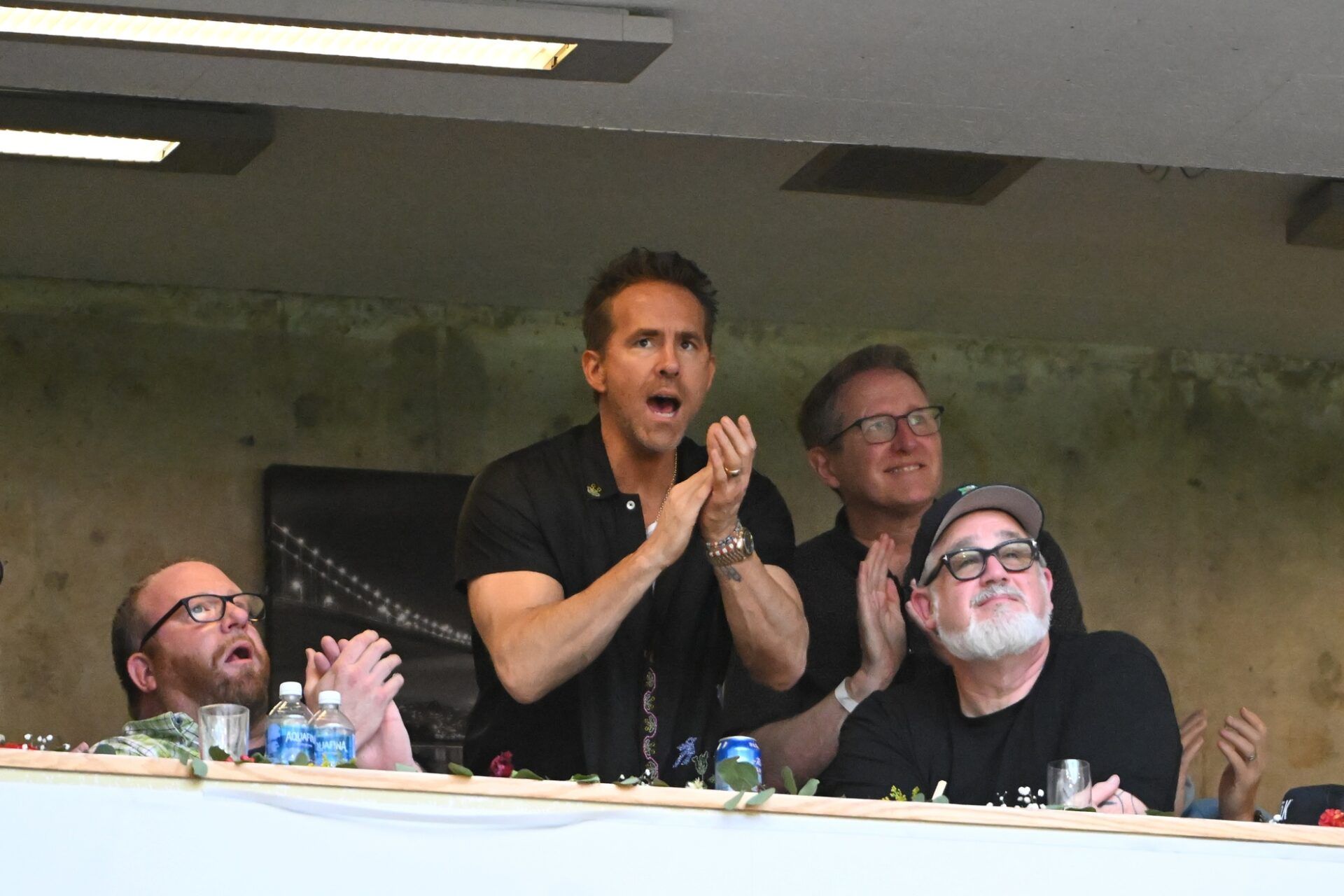 Wrexham FC owner Ryan Reynolds during the first half of the match against Vancouver Whitecaps FC at BC Place.