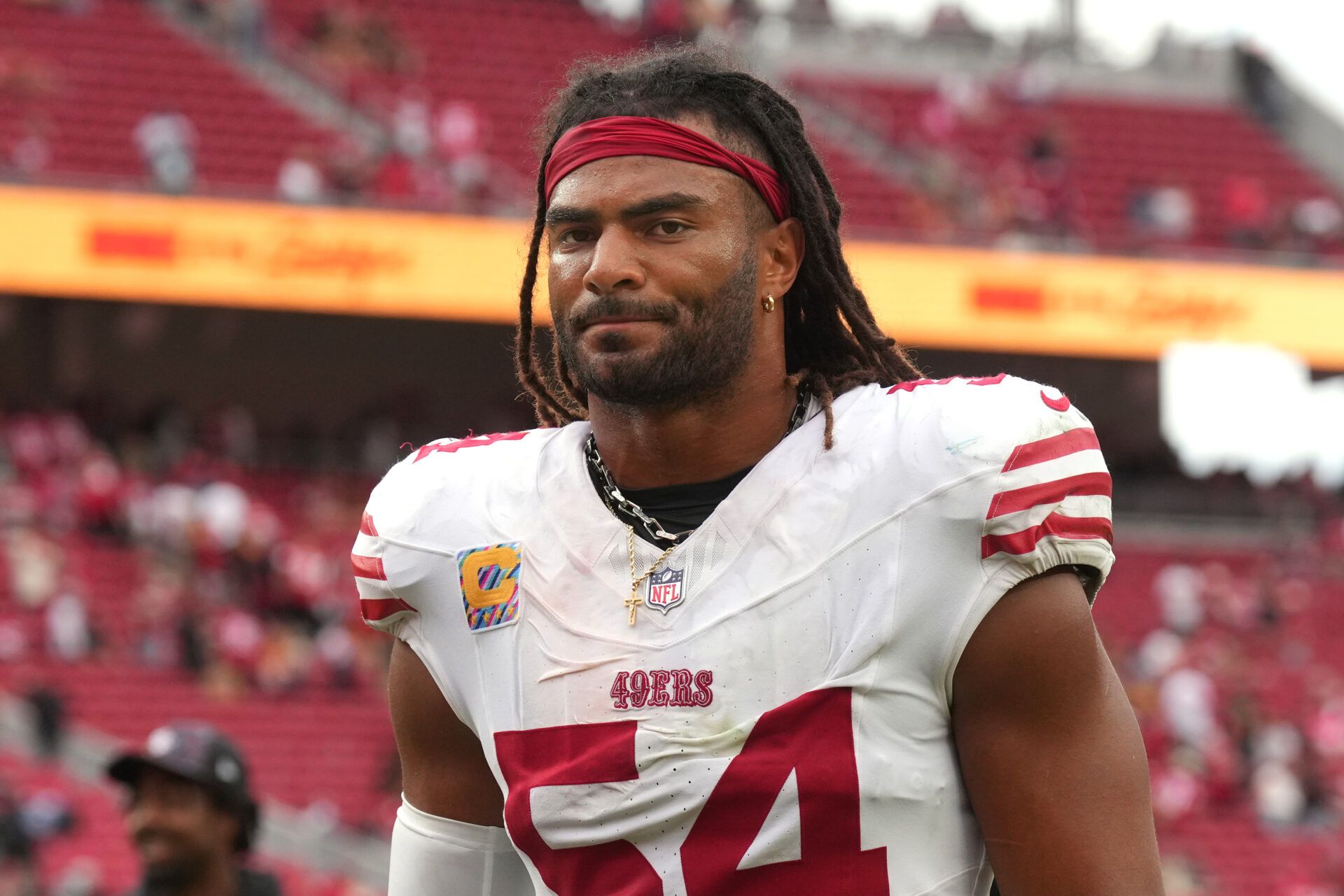 San Francisco 49ers middle linebacker Fred Warner (54) after the game against the Jacksonville Jaguars at Levi's Stadium.