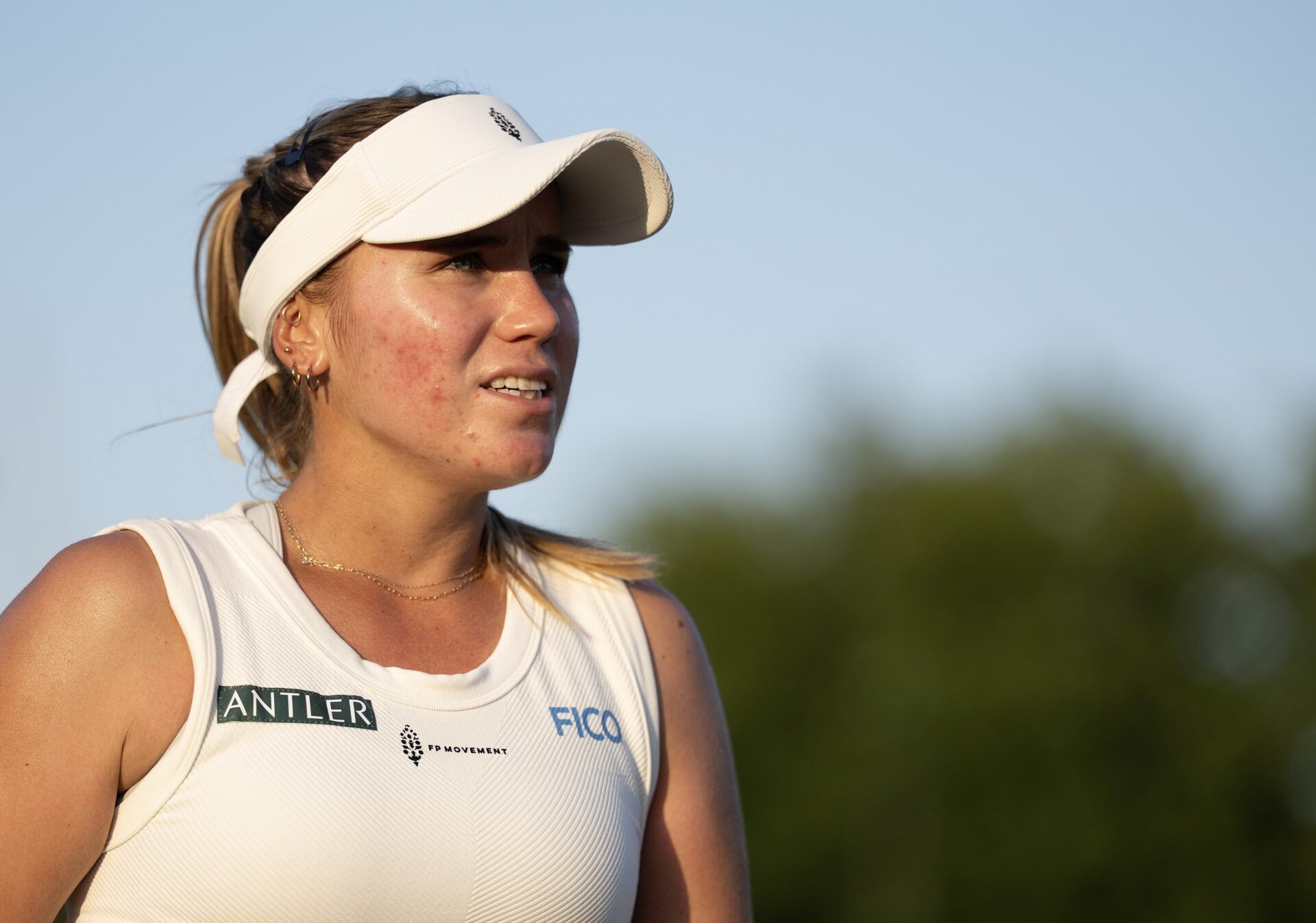 Sofia Kenin of the United States after winning her match against Taylor Townsend of the United States on day two at the All England Lawn Tennis and Croquet Club.