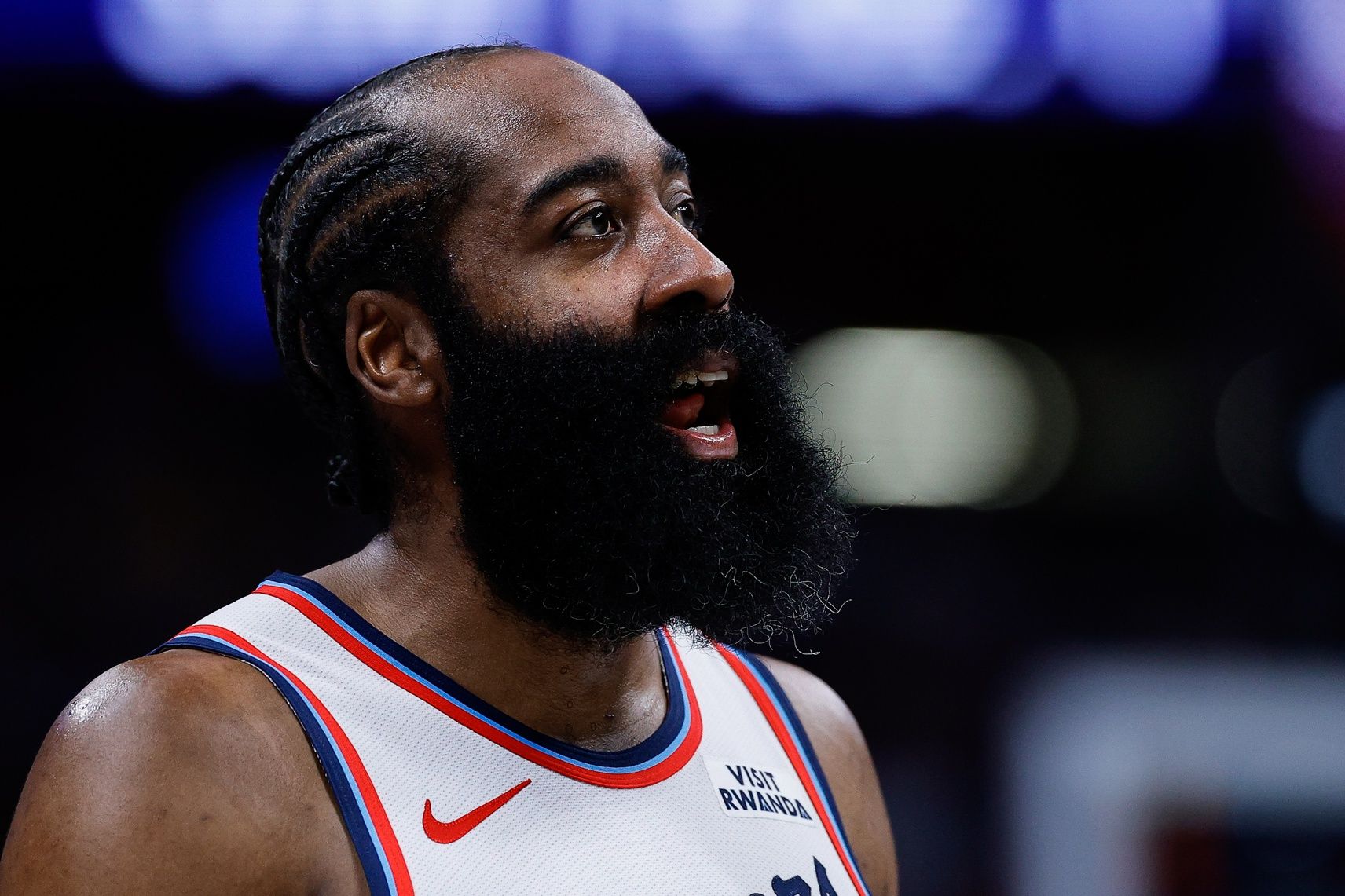 Los Angeles Clippers guard James Harden (1) in the third quarter against the Denver Nuggets at Ball Arena.