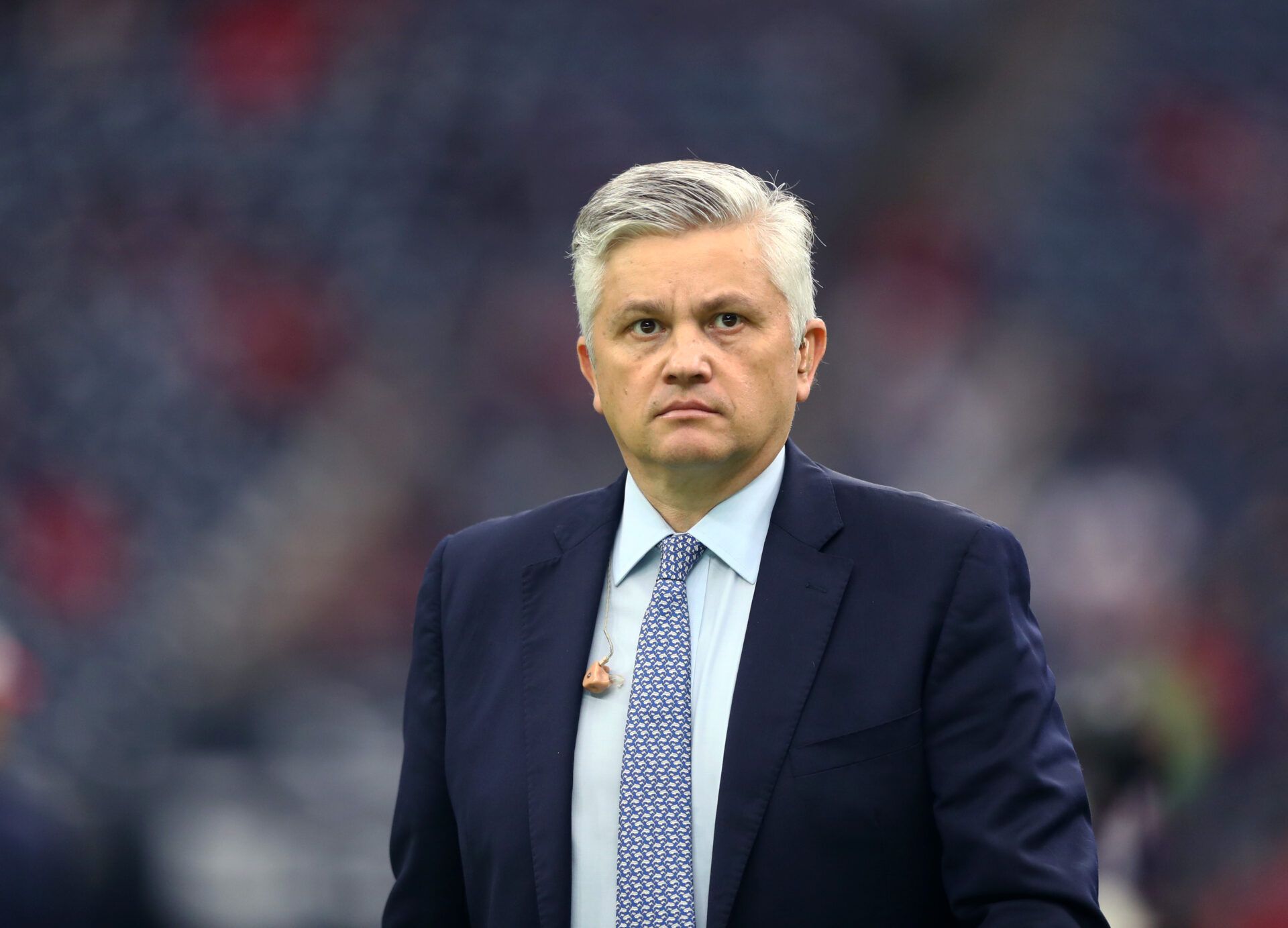 ESPN sideline reporter John Sutcliffe during the Houston Texans game against the Indianapolis Colts during the AFC Wild Card at NRG Stadium.