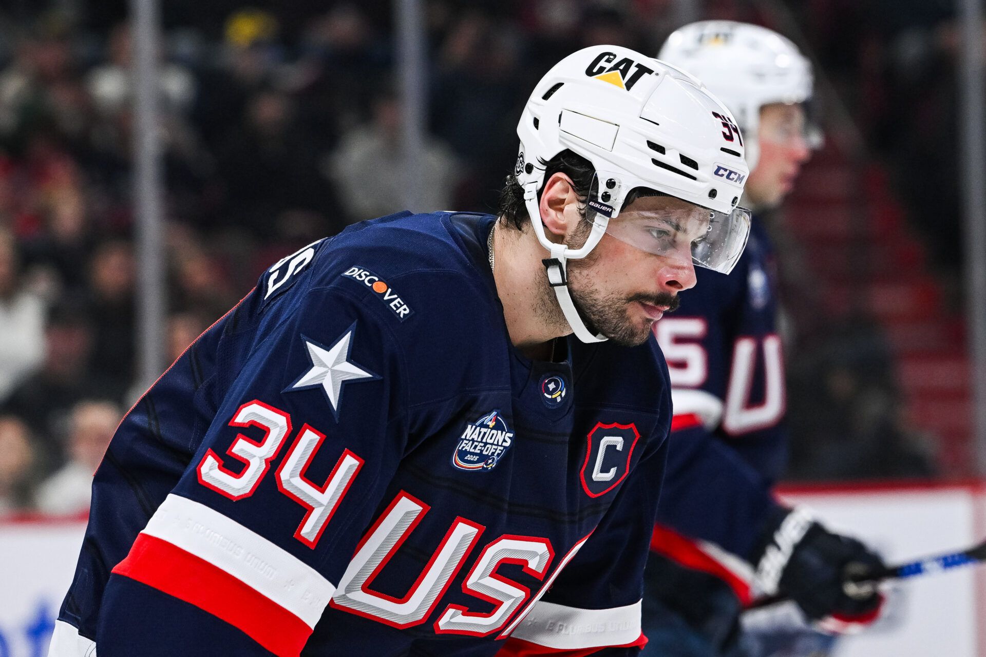 Team USA forward Auston Matthews (34) at Bell Centre.
