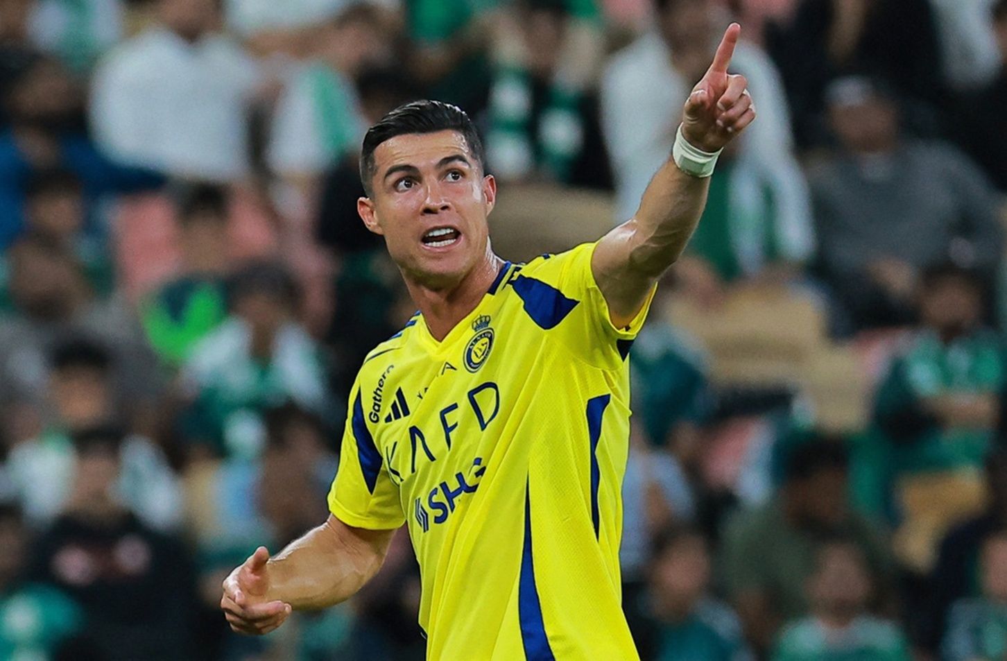 [US, Mexico & Canada customers only] Feb 13, 2024; Jeddah, Saudi Arabia; Al Nassr player Cristiano Ronaldo reacts after being substituted  in a Saudi Pro League soccer match at King Abdullah Sports City.