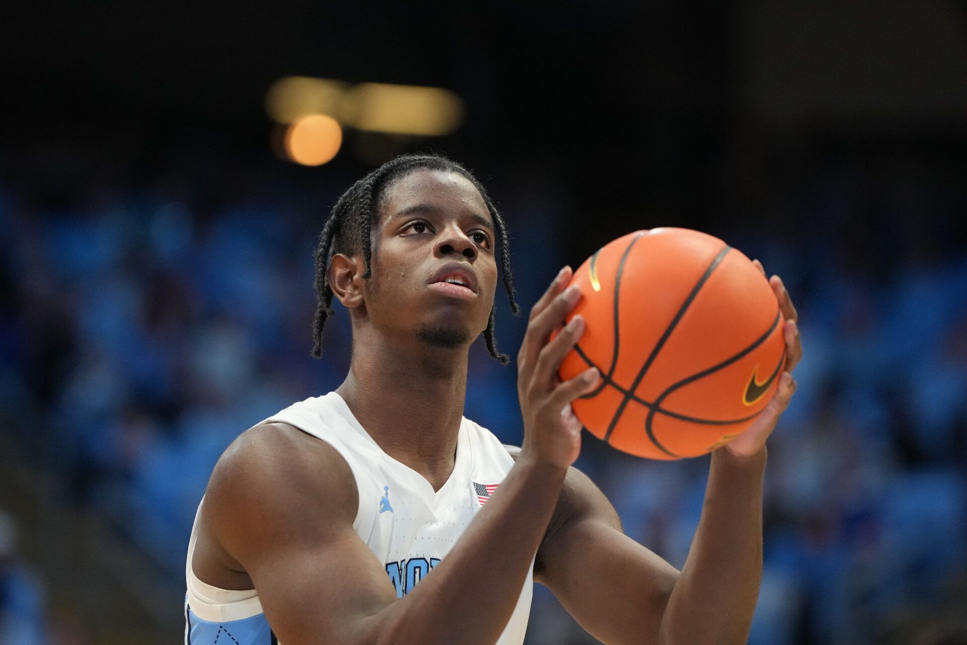 North Carolina Tar Heels forward Caleb Wilson (8) on the free throw line in the second half at Dean E. Smith Center.
