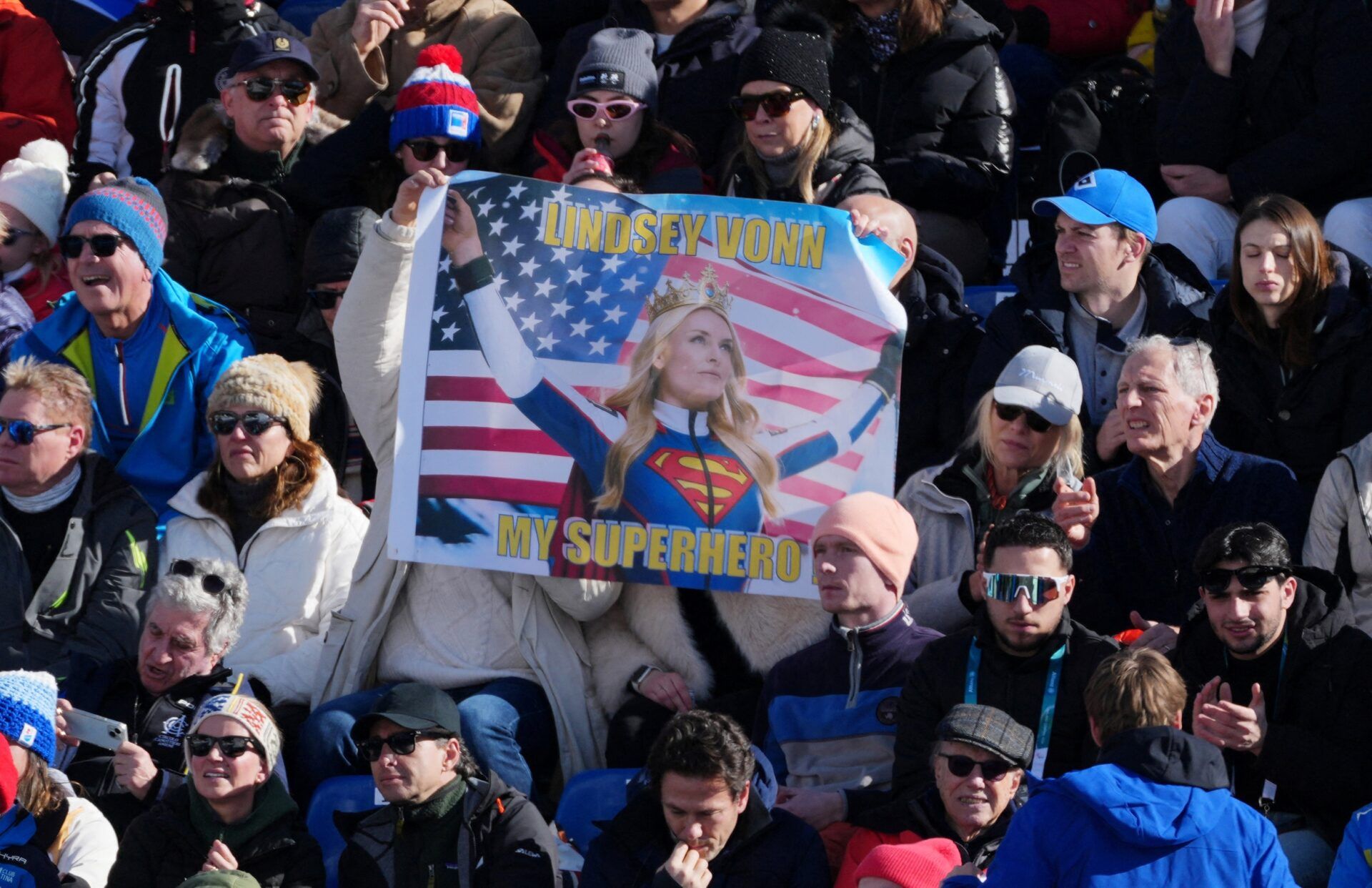 [US, Mexico & Canada customers only] Feb 8, 2026; Cortina d'Ampezzo, Italy;  Spectators react after Lindsey Vonn of the United States crashed in the women's downhill alpine skiing race during the Milano Cortina 2026 Olympic Winter Games at Tofane Alpine Skiing Centre.