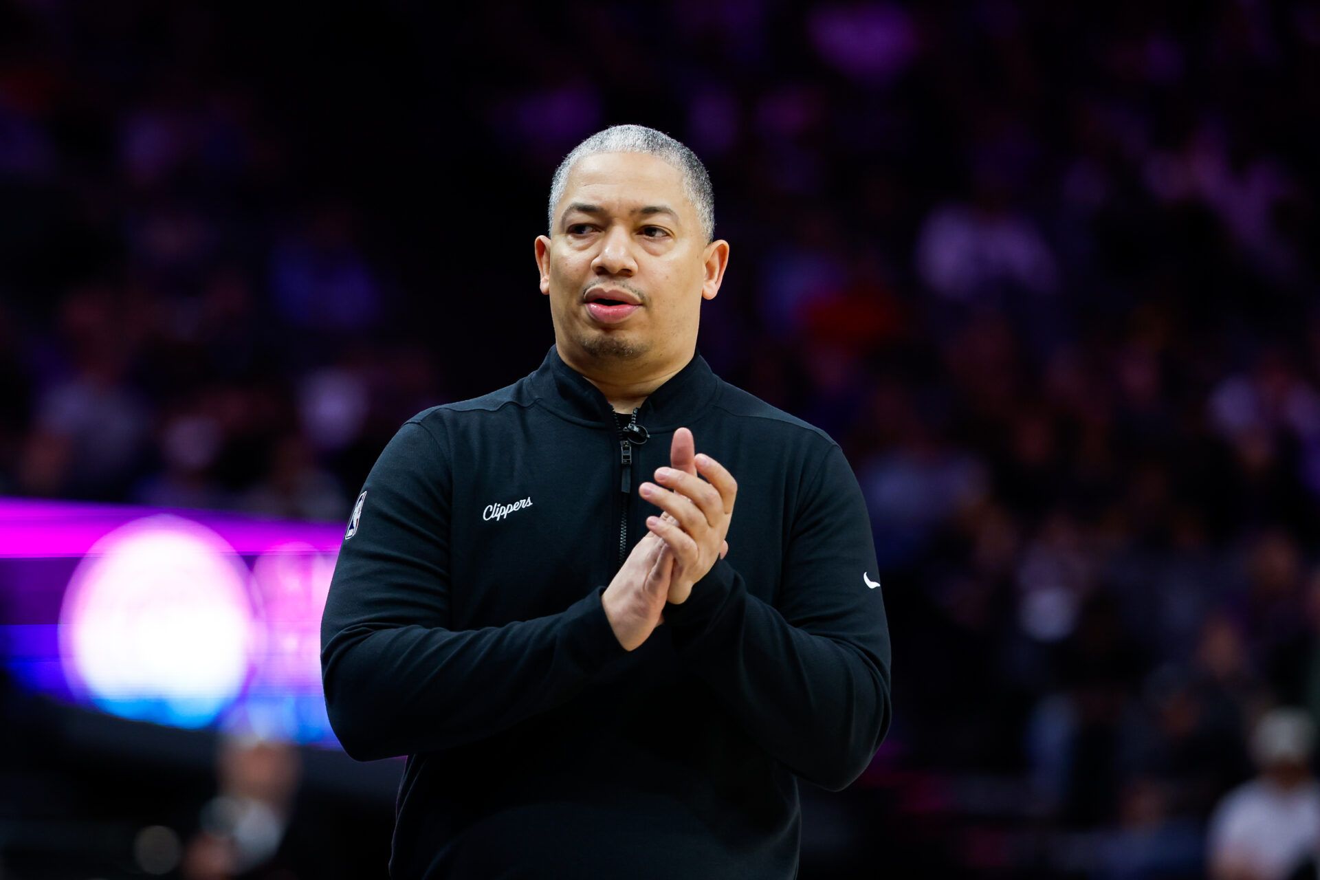 Los Angeles Clippers head coach Tyronn Lue claps during the fourth quarter against the Sacramento Kings at Golden 1 Center.
