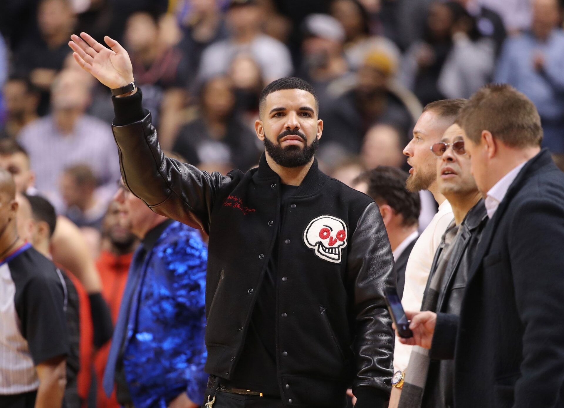Rap artist Drake at Scotiabank Arena. The Raptors beat the Warriors 131-128 in overtime.