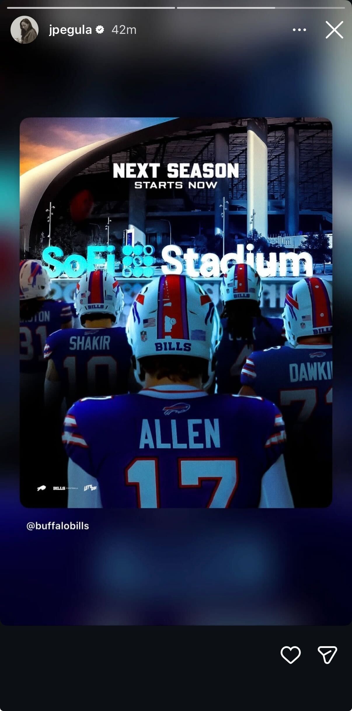 Screen grab of Jessica Pegula's Instagram story