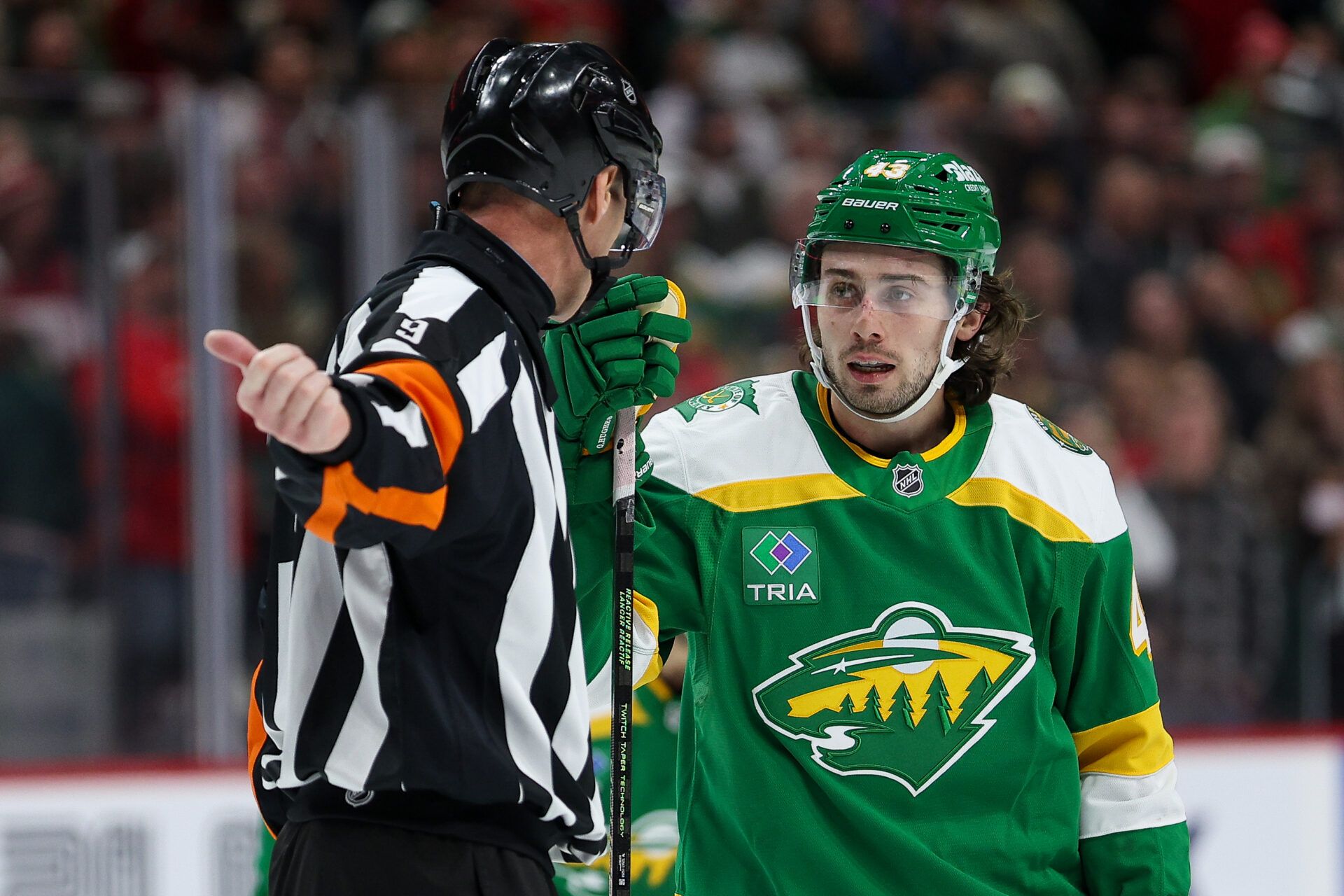Minnesota Wild defenseman Quinn Hughes (43) at Grand Casino Arena.