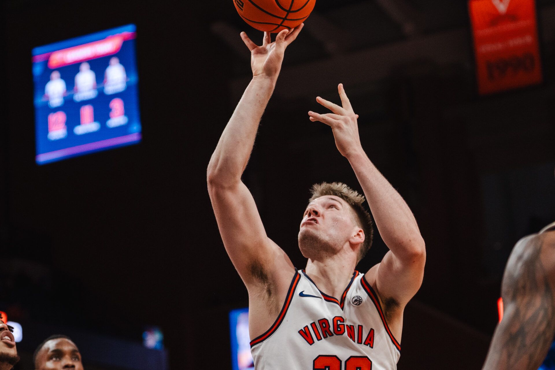 Virginia Cavaliers forward Thijs de Ridder (28) shoots the ball in the second half against the Pittsburgh Panthers at John Paul Jones Arena.