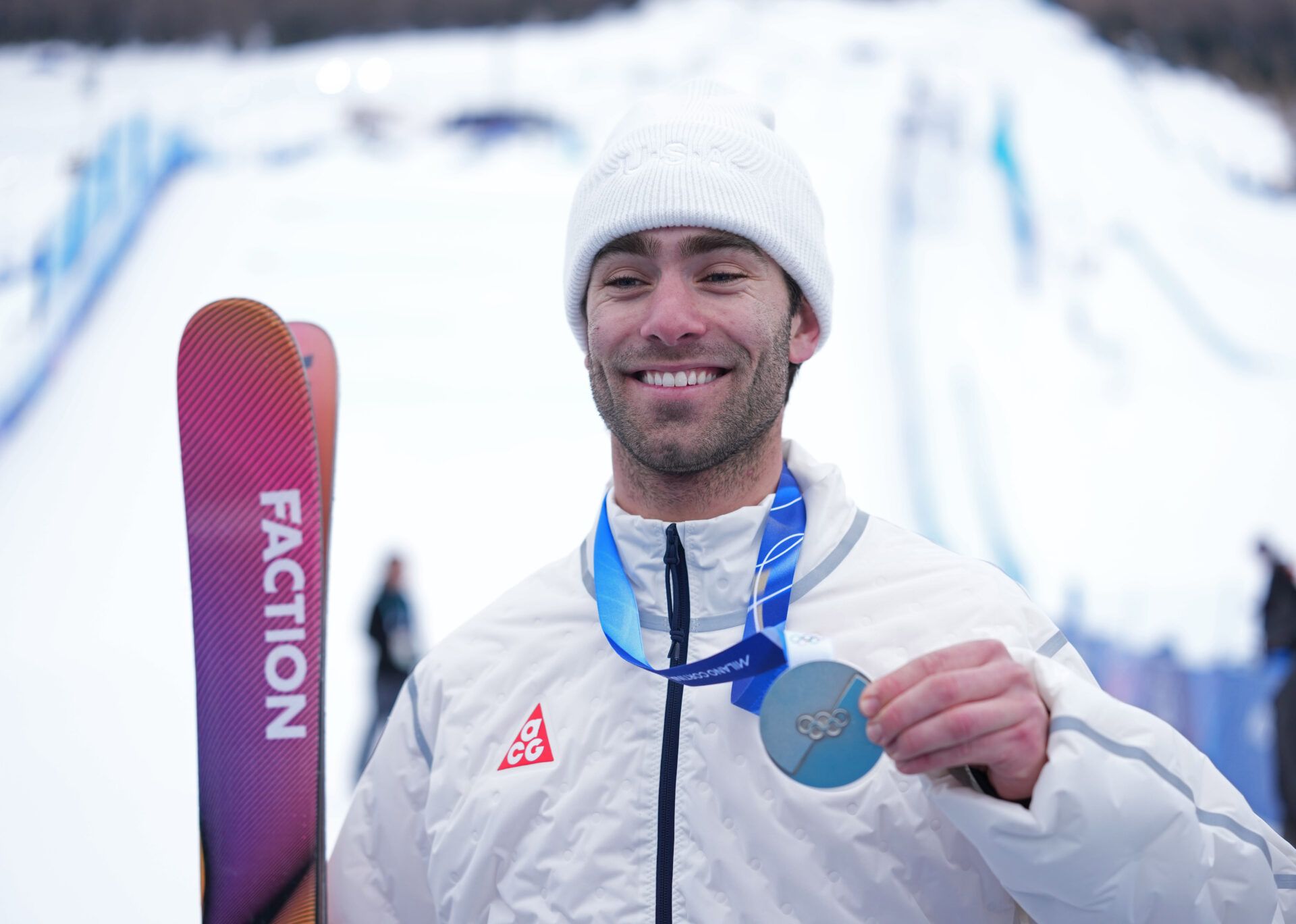 A closer look at Team USA freestyle skiing trio of Alex Hall, Konnor Ralph and Mac Forehand, making a big splash at the 2026 Winter Olympics. Credit: Joe Camporeale-Imagn Images
