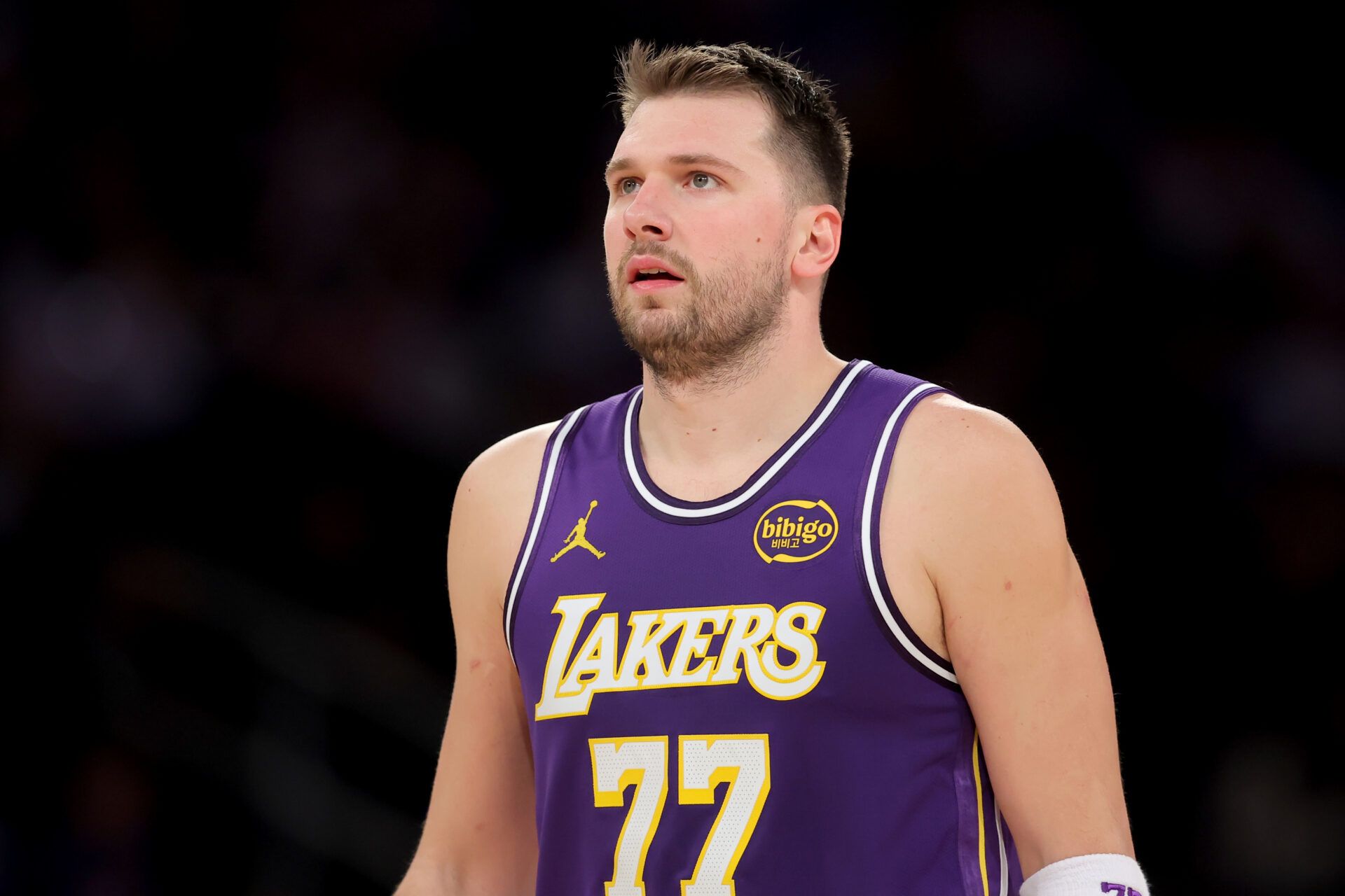 Los Angeles Lakers guard Luka Doncic (77) during the second quarter against the New York Knicks at Madison Square Garden.