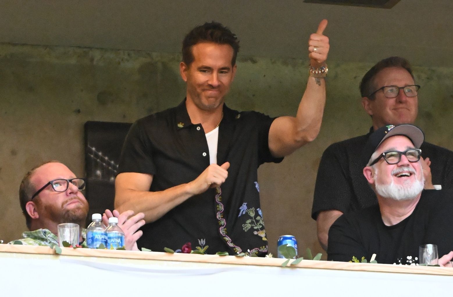 Wrexham FC owner Ryan Reynolds during the first half of the match against Vancouver Whitecaps FC at BC Place.