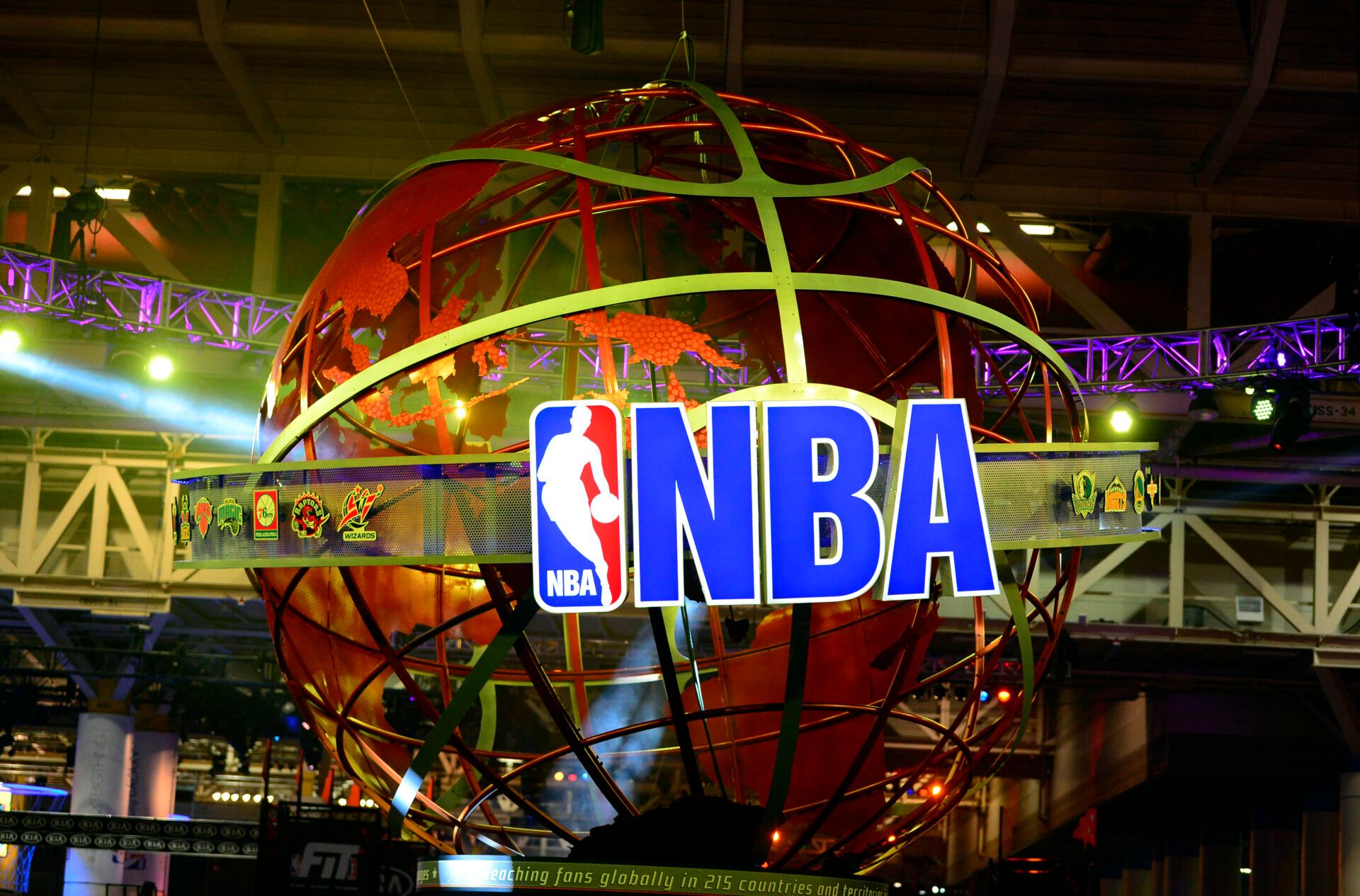 A view of the NBA logo at the NBA All Star Jam Session at the Ernest N. Morial Convention Center.