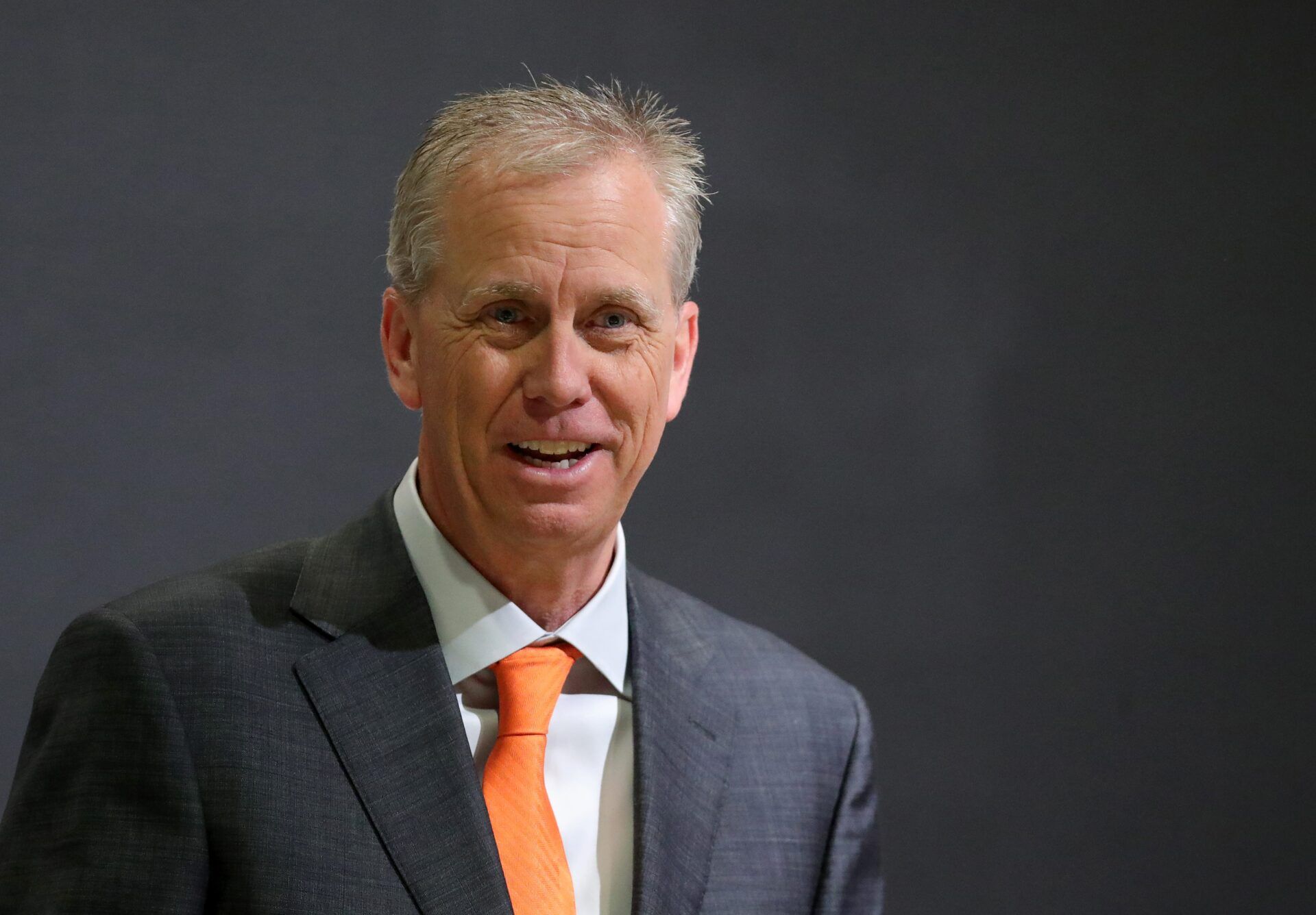 Cleveland Browns head coach Todd Monken chats with reporters after his introductory press conference at the team's training facility, Feb. 3, 2026.