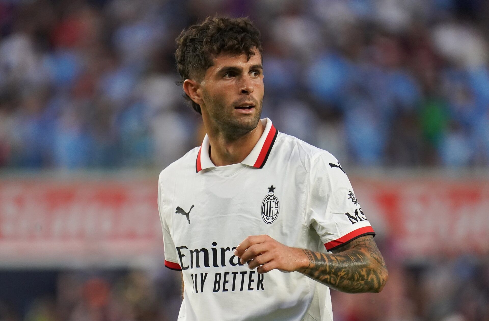 AC Milan midfielder Christian Pulisic (11) competes during the second half at Yankee Stadium.