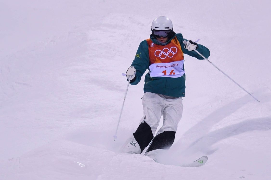 Jakara Anthony (AUS) competes in ladies freestyle skiing moguls qualification during the Pyeongchang 2018 Olympic Winter Games at Phoenix Snow Park.