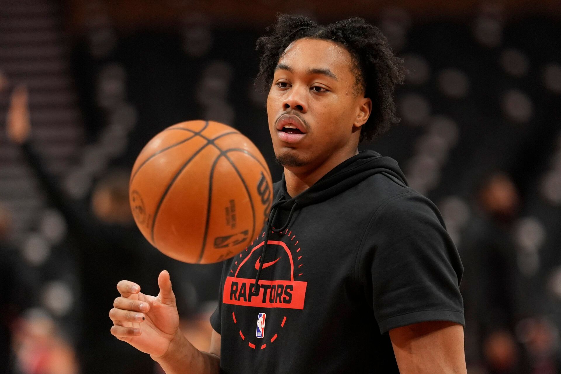 Toronto Raptors guard Scottie Barnes (4) during warm up before a game against the New York Knicks at Scotiabank Arena.