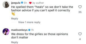 Jessica Pegula and Madison Keys' comment on Instagram