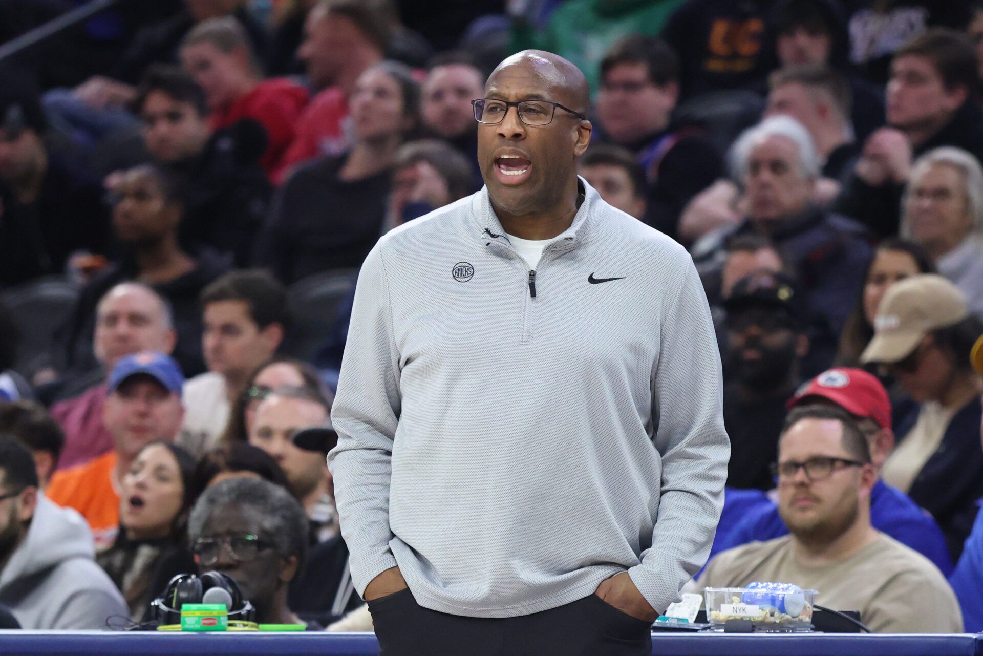 New York Knicks head coach Mike Brown during the second half against the Philadelphia 76ers at Xfinity Mobile Arena.