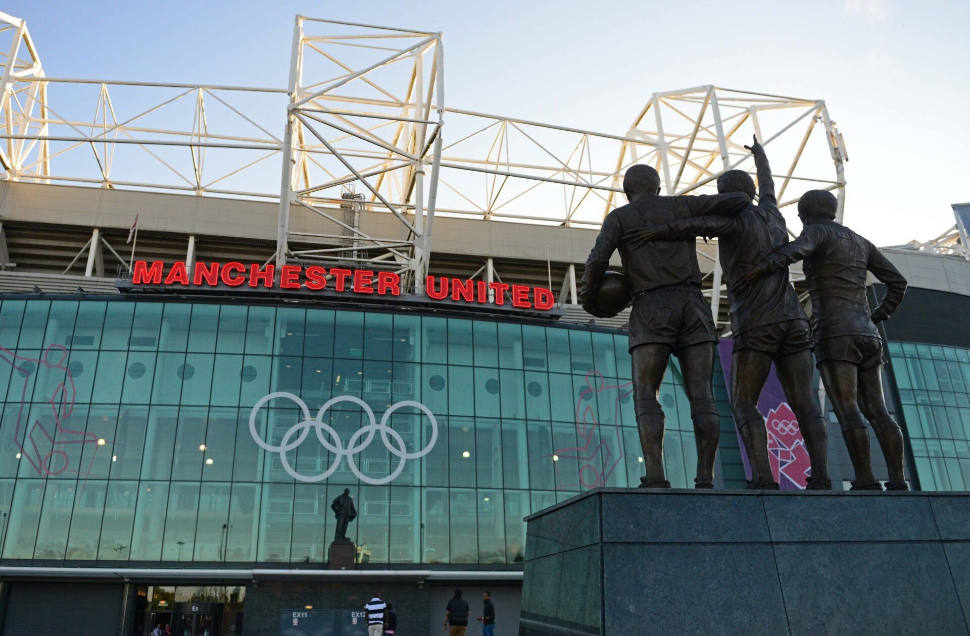 Overall exterior view of Old Trafford , home of the Manchester United during the 2012 London Olympic Games.