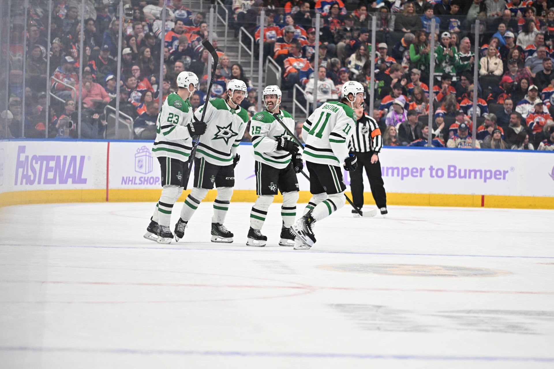 Dallas Stars players at Rogers Place.