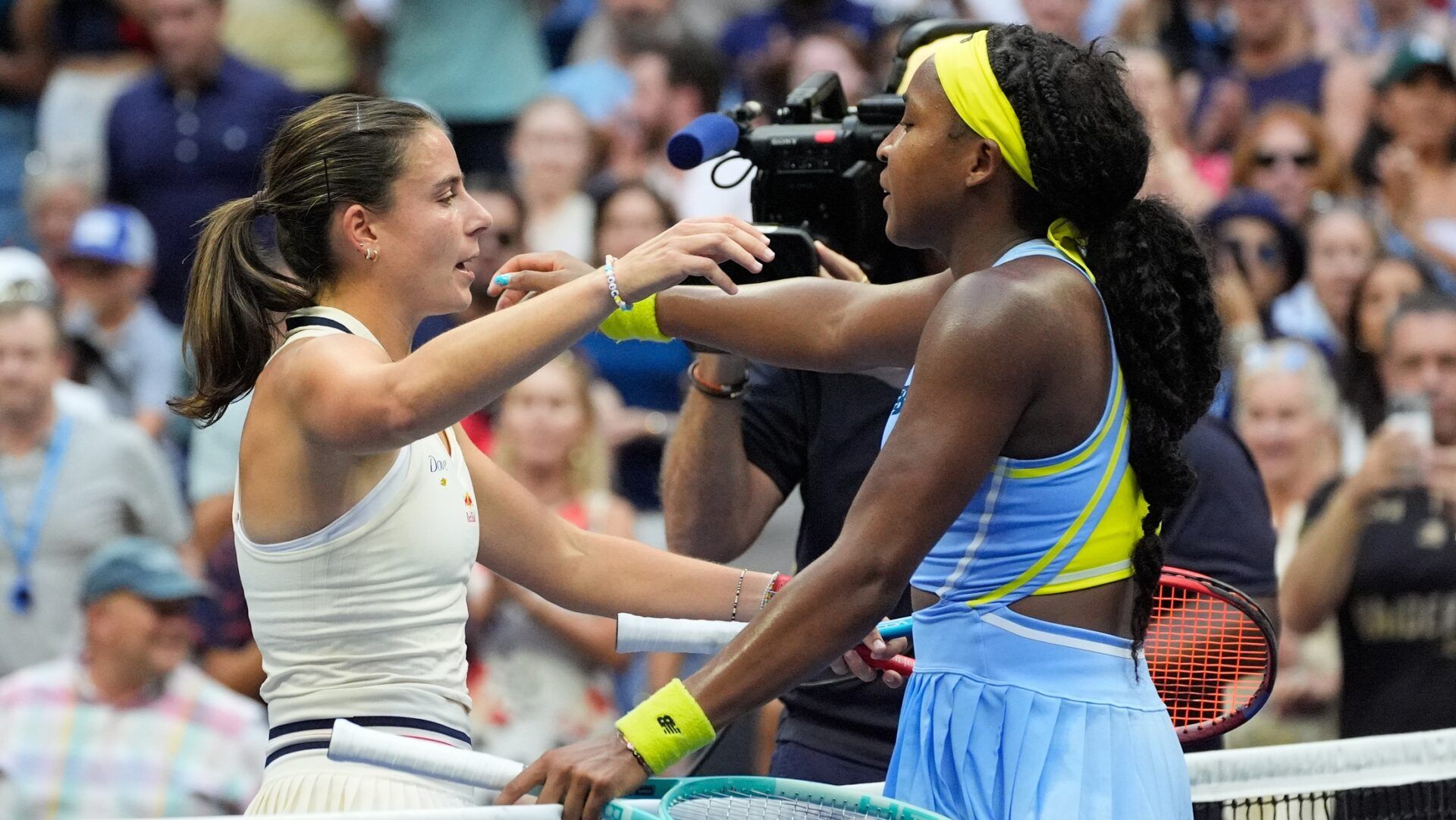 Emma Navarro (USA) after beating Coco Gauff (USA) on day seven of the 2024 U.S. Open tennis tournament at USTA Billie Jean King National Tennis Center.