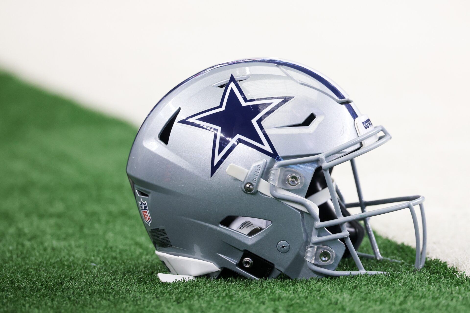 A general view of a Dallas Cowboys helmet before the game against the Philadelphia Eagles at AT&T Stadium.