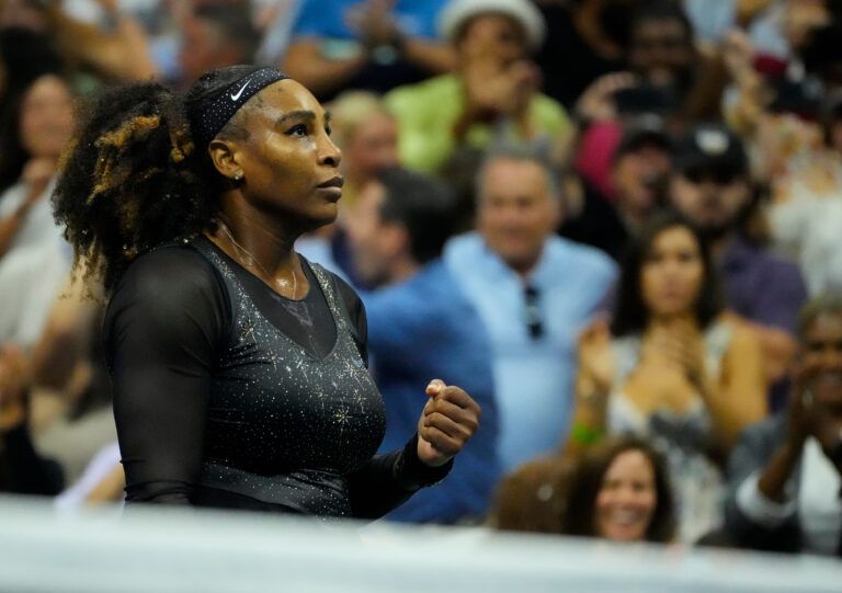 Serena Williams of the USA after winning the second set against Ajla Tomljanovic of Australia on day five of the 2022 U.S. Open tennis tournament at USTA Billie Jean King National Tennis Center.
