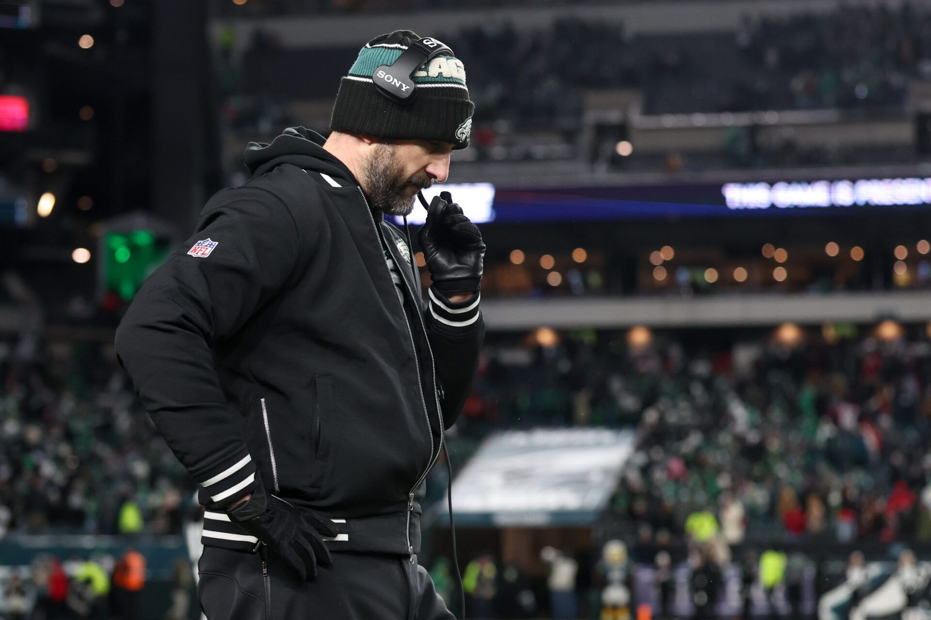 Philadelphia Eagles head coach Nick Sirianni looks on during the fourth quarter against the San Francisco 49ers in an NFC Wild Card Round game at Lincoln Financial Field.