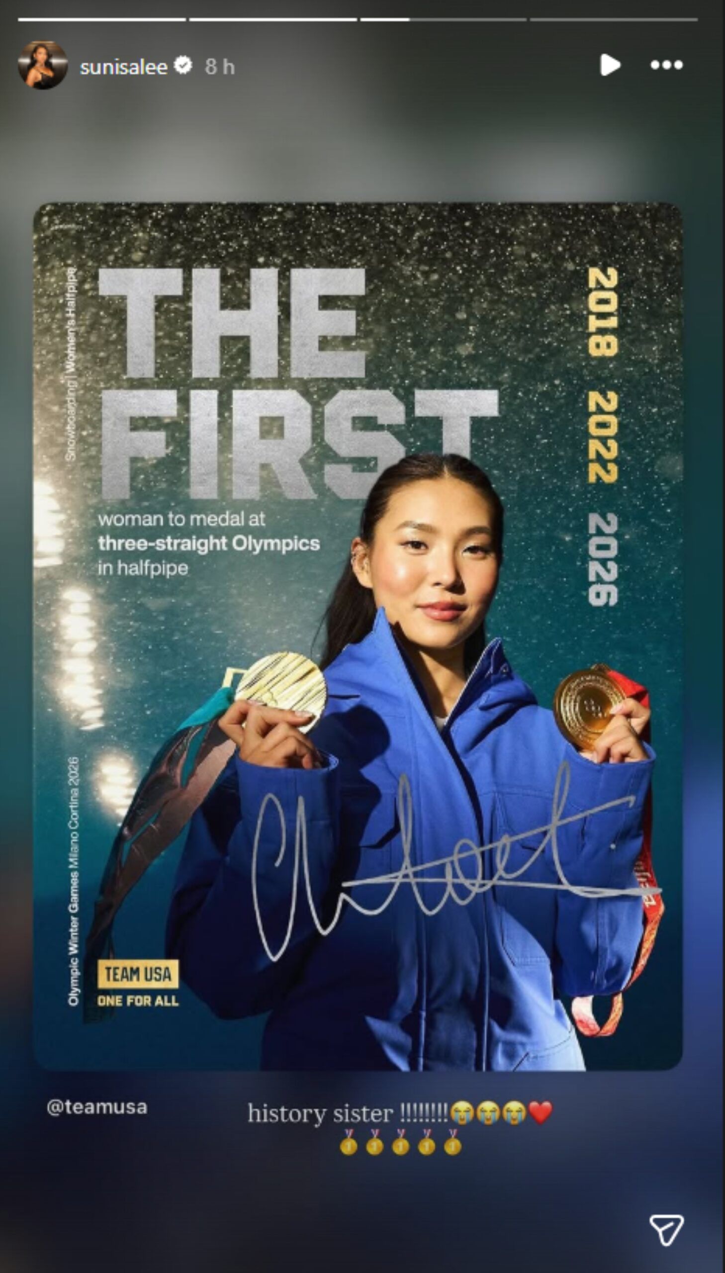 Lee reacts to Kim's historical feat