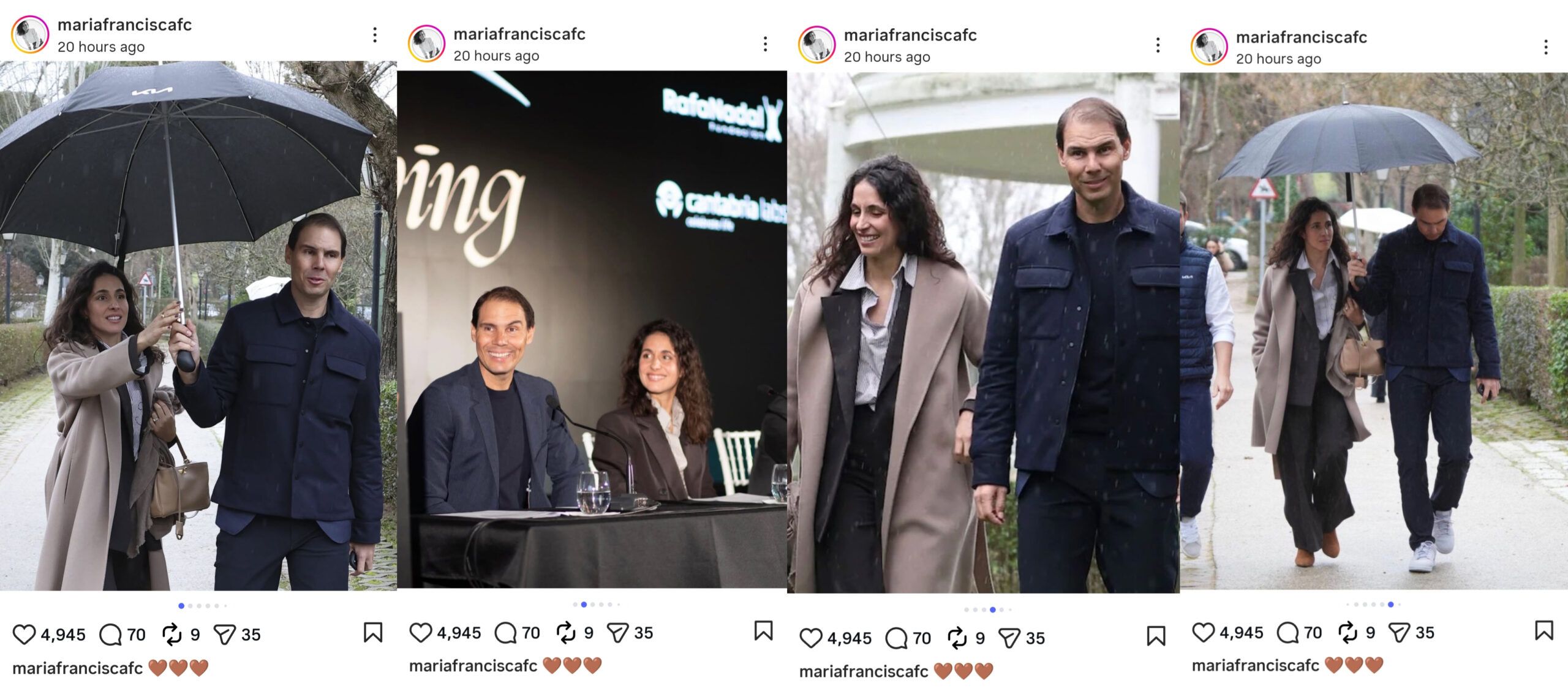 Screen grab of Rafael Nadal and Mery Francisca Perello's pictures [Image Source: Instagram]