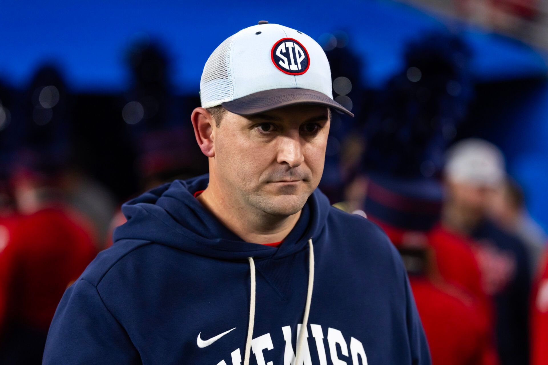 Mississippi Rebels quarterbacks coach Joe Judge against the Miami Hurricanes during the 2026 Fiesta Bowl and semifinal game of the College Football Playoff at State Farm Stadium.